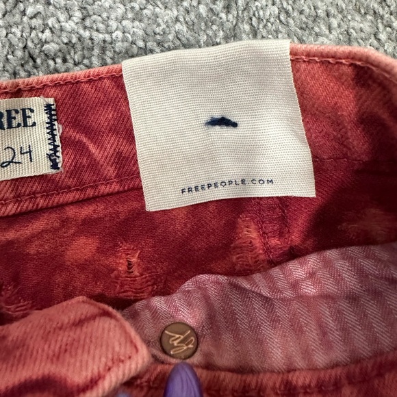 Free People Mixed Emotions Distressed High-Low Denim Shorts - Size 24 - Picture 5 of 15